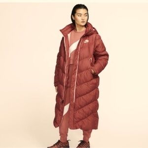 Nike Women's Dark Coral Puffer Coat
